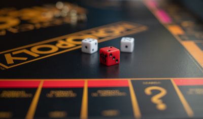 骰子與大富翁棋盤特寫